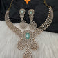 CZ Victorian Color Stone Neckline Necklace - MintGreen