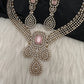 CZ Victorian Color Stone Neckline Necklace - Pink