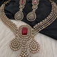 CZ Victorian Color Stone Neckline Necklace - Red