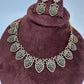 CZ Victorian Color Stone Nano Setting Neckline Necklace - Green