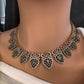CZ Victorian Color Stone Nano Setting Neckline Necklace - Green