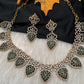 CZ Victorian Color Stone Nano Setting Neckline Necklace - Green
