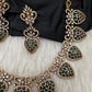 CZ Victorian Color Stone Nano Setting Neckline Necklace - Green