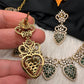 CZ Victorian Color Stone Nano Setting Neckline Necklace - Green