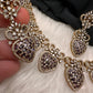 CZ Victorian Color Stone Nano Setting Neckline Necklace - Purple