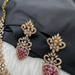 CZ Victorian Color Stone Nano Setting Neckline Necklace - Red
