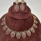 CZ Victorian Color Stone Nano Setting Neckline Necklace - Red