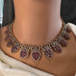 CZ Victorian Color Stone Nano Setting Neckline Necklace - Red