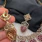 CZ Victorian Color Stone Nano Setting Neckline Necklace - Red