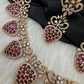 CZ Victorian Color Stone Nano Setting Neckline Necklace - Red