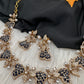 CZ Victorian Color Stone Nano Setting Neckline Necklace - Blue