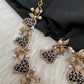 CZ Victorian Color Stone Nano Setting Neckline Necklace - Blue