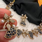 CZ Victorian Color Stone Nano Setting Neckline Necklace - Blue