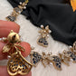 CZ Victorian Color Stone Nano Setting Neckline Necklace - Blue