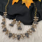 CZ Victorian Color Stone Nano Setting Neckline Necklace - Blue