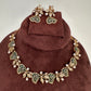 CZ Victorian Color Stone Nano Setting Neckline Necklace - Green