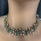 CZ Victorian Color Stone Nano Setting Neckline Necklace - Green
