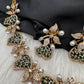 CZ Victorian Color Stone Nano Setting Neckline Necklace - Green