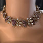 CZ Victorian Color Stone Nano Setting Neckline Necklace - Red