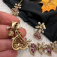 CZ Victorian Color Stone Nano Setting Neckline Necklace - Red
