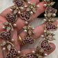 CZ Victorian Color Stone Nano Setting Neckline Necklace - Red