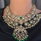 Moissanite  Victorian Color Stone Statement Neckline Necklace - Green