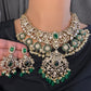 Moissanite  Victorian Color Stone Statement Neckline Necklace - Green