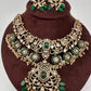 Moissanite  Victorian Color Stone Statement Neckline Necklace - Green