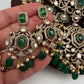 Moissanite  Victorian Color Stone Statement Neckline Necklace - Green
