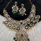 Moissanite  Victorian Color Stone Statement Neckline Necklace - Green
