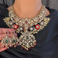 Moissanite  Victorian Color Stone Statement Neckline Necklace - Multi