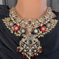 Moissanite  Victorian Color Stone Statement Neckline Necklace - Multi