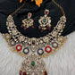 Moissanite  Victorian Color Stone Statement Neckline Necklace - Multi