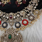 Moissanite  Victorian Color Stone Statement Neckline Necklace - Multi