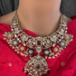 Moissanite  Victorian Color Stone Statement Neckline Necklace - Multi