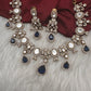 Moissanite  Victorian Color Stone CZ Neckline Necklace - Blue