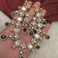 Moissanite  Victorian Color Stone CZ Neckline Necklace - Blue