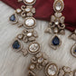 Moissanite  Victorian Color Stone CZ Neckline Necklace - Blue