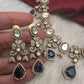 Moissanite  Victorian Color Stone CZ Neckline Necklace - Blue