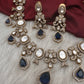 Moissanite  Victorian Color Stone CZ Neckline Necklace - Blue