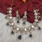 Moissanite  Victorian Color Stone CZ Neckline Necklace - Blue