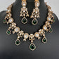 Moissanite  Victorian Color Stone CZ Neckline Necklace - Green