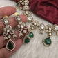 Moissanite  Victorian Color Stone CZ Neckline Necklace - Green
