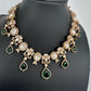 Moissanite  Victorian Color Stone CZ Neckline Necklace - Green