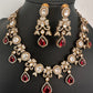 Moissanite  Victorian Color Stone CZ Neckline Necklace - Red