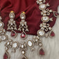 Moissanite  Victorian Color Stone CZ Neckline Necklace - Red