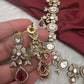 Moissanite  Victorian Color Stone CZ Neckline Necklace - Red
