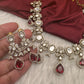 Moissanite  Victorian Color Stone CZ Neckline Necklace - Red