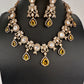 Moissanite  Victorian Color Stone CZ Neckline Necklace - Yellow