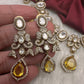Moissanite  Victorian Color Stone CZ Neckline Necklace - Yellow